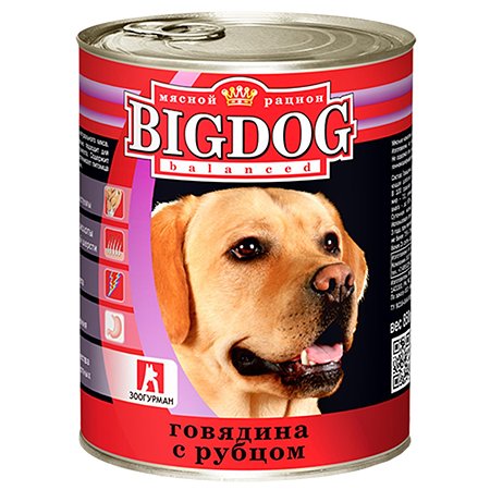 Корм для собак Зоогурман 850г Big Dog говядина с рубцом ж/б