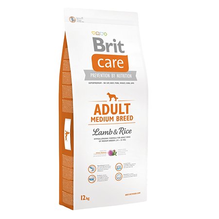 Корм для собак Brit 12кг Care для средних пород с ягненком и рисом