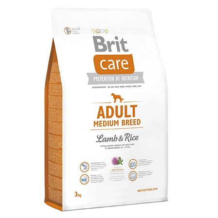 Корм для собак Brit 3кг Care для средних пород с ягненком рисом - фото 1