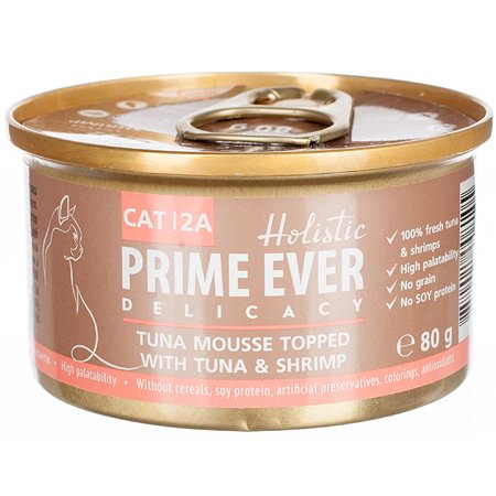 Корм для кошек Prime Ever тунец с креветками влажный мусс 0.08кг
