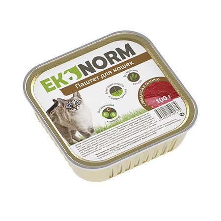 Корм для кошек EKONORM 100г паштет с говядиной и печенью