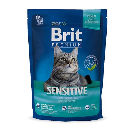 Корм для кошек Brit 1,5кг Premium чувствительное пищеварение ягненок