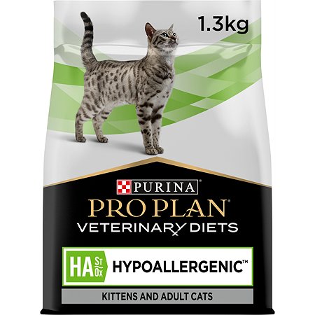 Корм для кошек и котят Purina Pro Plan Veterinary diets HA St/Ox Hypoallergenic гипоаллергенный диетический для снижения пищевой непереносимости сухой 1.3кг