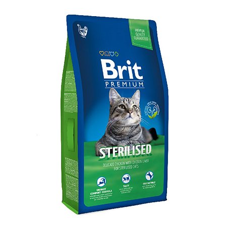 Корм для кошек Brit Premium 8кг для стерилизованных курица