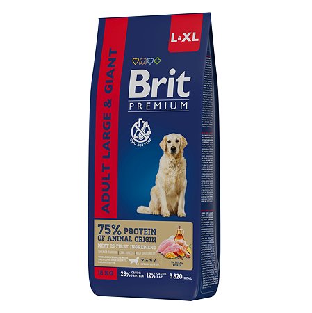 Корм для собак Brit 15кг Premium Dog Adult Large and Giant с курицей