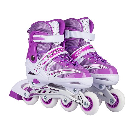 Роликовые коньки BABY STYLE фиолетовые раздвижные размер с 28 по 31S светящиеся колеса - фото 2