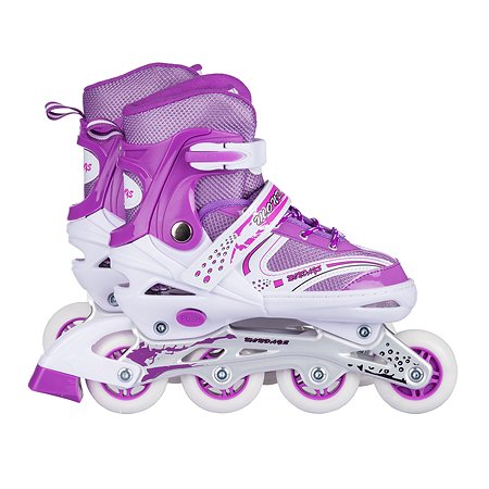 Роликовые коньки BABY STYLE фиолетовые раздвижные размер с 28 по 31S светящиеся колеса - фото 3