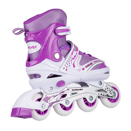 Роликовые коньки BABY STYLE фиолетовые раздвижные размер с 28 по 31S светящиеся колеса - фото 6