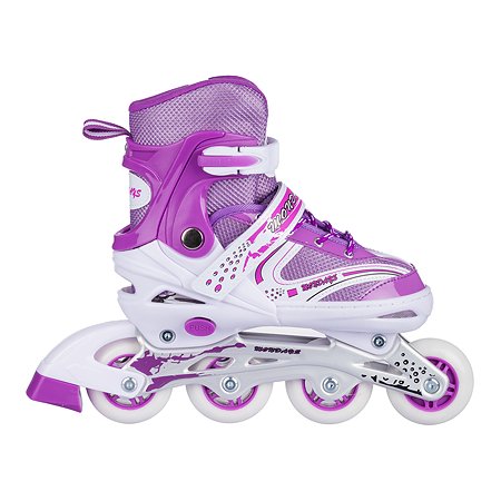 Роликовые коньки BABY STYLE фиолетовые раздвижные размер с 28 по 31S светящиеся колеса - фото 8