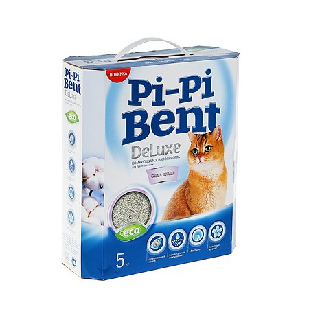 Наполнитель для кошек Pi-Pi-Bent DeLuxe Clean Сotton комкующийся 5кг