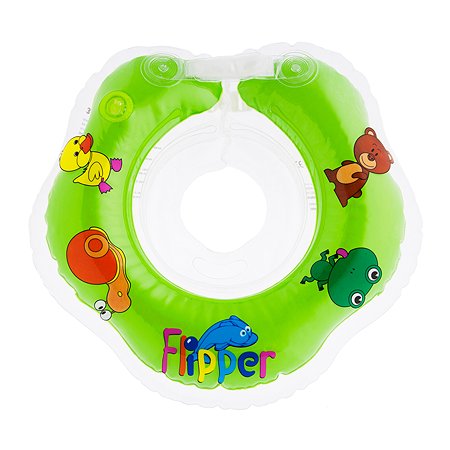 Круг для купания ROXY-KIDS Flipper надувной на шею для новорожденных и малышей цвет зеленый - фото 11