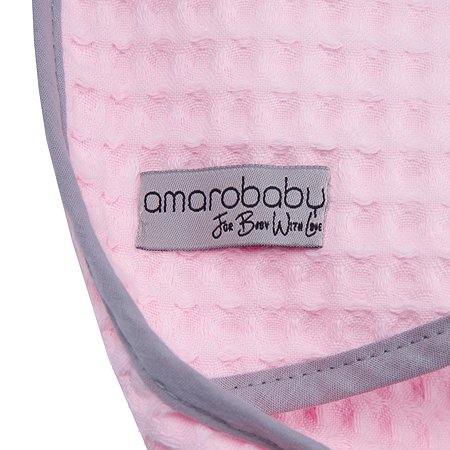 Полотенце вафельное с уголком AmaroBaby WAFFLE 90х90 см розовое - фото 6
