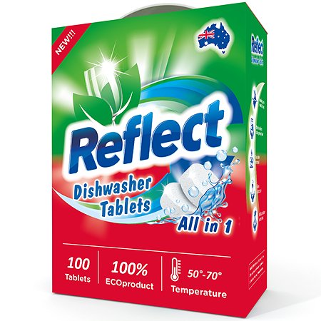 Таблетки Reflect для посудомоечных машин All in one 100 шт бесфосфатные без запаха биоразлагаемые ЭКО