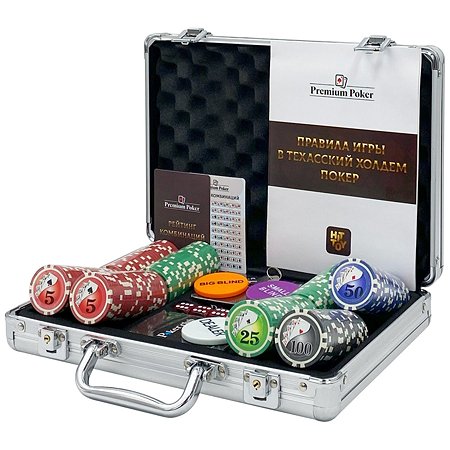 Покерный набор HitToy Royal Flush 200 фишек c номиналом в чемодане