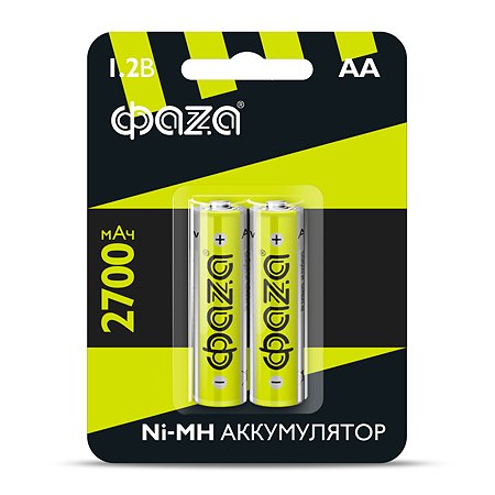 Аккумуляторные батарейки ФАZА Перезаряжаемые 2700mAh NI-MH АА Пальчиковые 2шт
