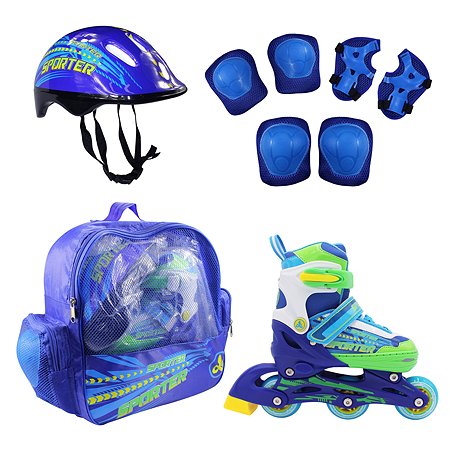 Набор роликовые коньки Alpha Caprice раздвижные Sporter Blue шлем и набор защиты в сумке размер XS 27-30