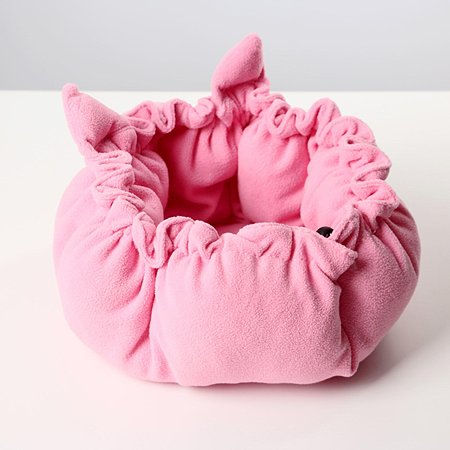 Лежанка-кокон Пушистое счастье с ушками цвет розовый 55 см