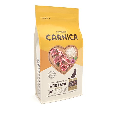 Корм для собак Carnica 0.8кг ягнёнок-рис для средних и крупных пород сухой