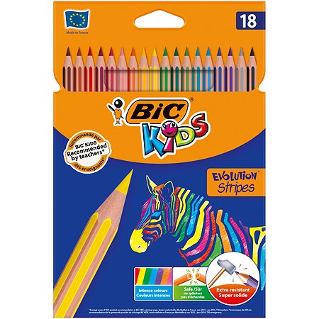 Карандаши цветные BIC Страйпс 18цветов 950524