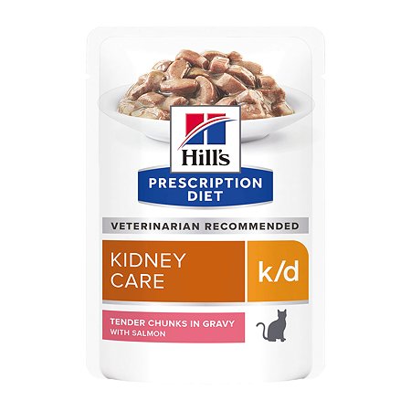 Корм для кошек HILLS 85г Prescription Diet k/d Kidney Care для здоровья почек с лососем пауч