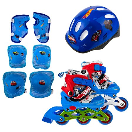 Коньки роликовые Hot Wheels со светом в комплекте с защитой и шлемом XS 26-29