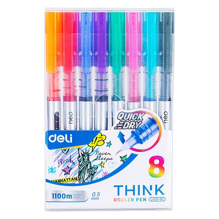 Ручка роллер Deli EQ300 8цветов 8шт 1584225 - фото 4