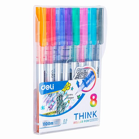 Ручка роллер Deli EQ300 8цветов 8шт 1584225 - фото 5