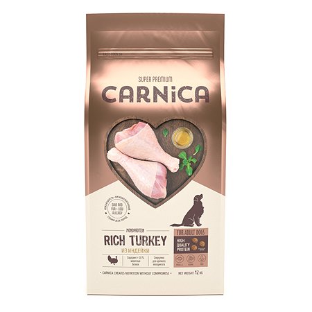 Корм для собак Carnica 12кг с индейкой для всех пород сухой