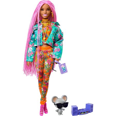 Кукла Barbie Экстра с розовыми косичками GXF09 - фото 1