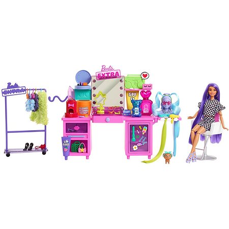 Набор игровой Barbie Экстра Туалетный столик с куклой и аксессуарами GYJ70
