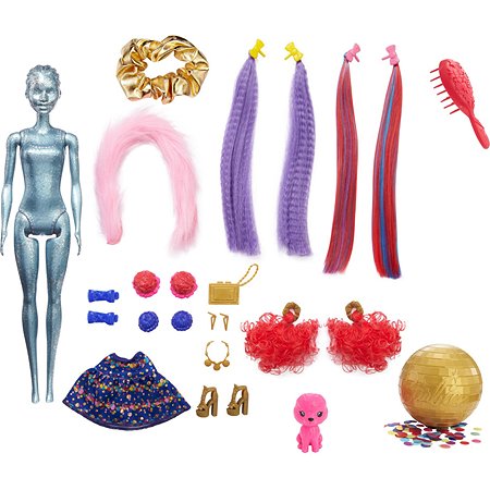 Набор Barbie Кукла из серии Блеск Сменные прически в непрозрачной упаковке (Сюрприз) HBG40 - фото 4