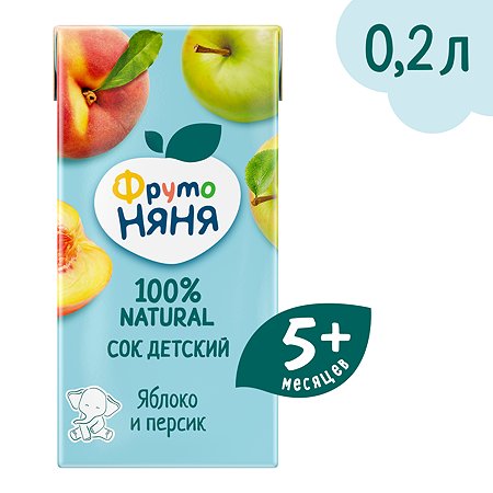 Сок ФрутоНяня из яблок и персиков 0,2 л с 5 месяцев