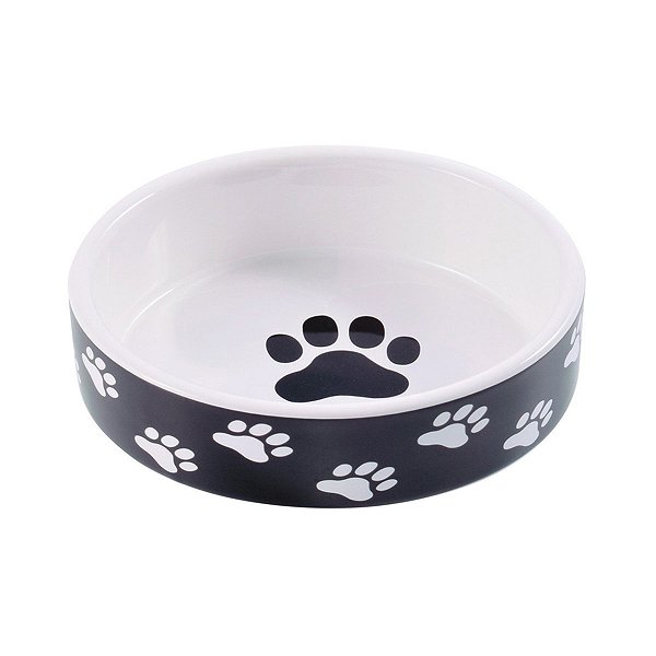 Миска для собак Mr.Kranch керамическая Черная с лапками 420мл