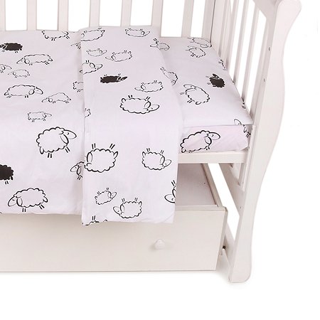 Комплект постельного белья Amarobaby Baby Boom Овечки 3предмета Белый - фото 6
