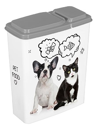 Контейнер для хранения корма LUCKY PET кошек и собак с декором 2.3 л серый