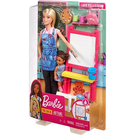 Набор игровой Barbie Кем быть Учитель рисования Блондинка GJM29 - фото 3