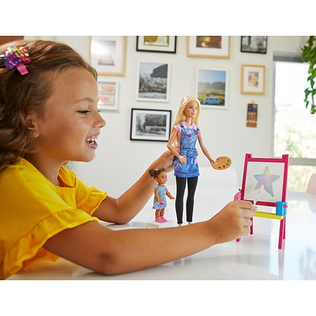 Набор игровой Barbie Кем быть Учитель рисования Блондинка GJM29 - фото 6