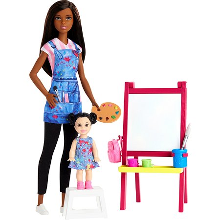 Набор игровой Barbie Кем быть Учитель рисования Брюнетка GJM30 - фото 1