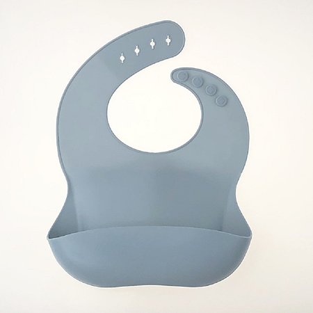 Детский силиконовый нагрудник MIKMEL для кормления мягкий с карманом и застежкой Dusty Blue
