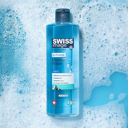Двухфазная мицеллярная вода Swiss image для очищения кожи лица 3в1 400мл - фото 1