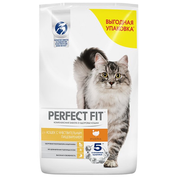 Корм сухой для кошек PerfectFit 10кг индейка с чувствительным пищеварением