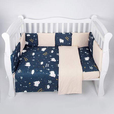 Комплект Premium AmaroBaby в кроватку 18 предметов: 6 + 12 подушек-бортиков Galaxy синий - фото 2