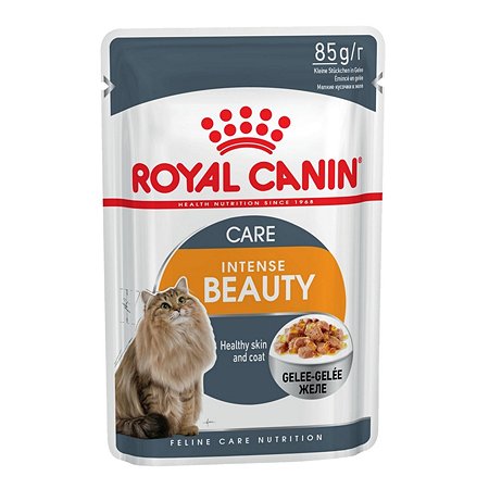 Корм влажный для кошек ROYAL CANIN Intense beauty 85г желе для поддержания красоты шерсти пауч 77849 - фото 2