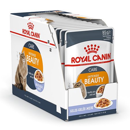 Корм влажный для кошек ROYAL CANIN Intense beauty 85г желе для поддержания красоты шерсти пауч 77849 - фото 4