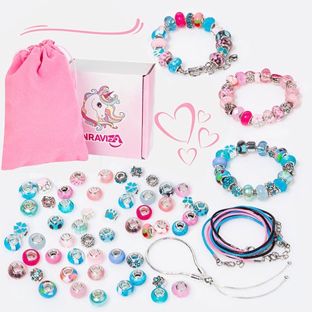 Набор для создания украшений NRAVIZA Детям розовый+голубой для изготовления браслетов