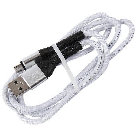 Дата-кабель mObility USB – microUSB 3А тканевая оплетка белый