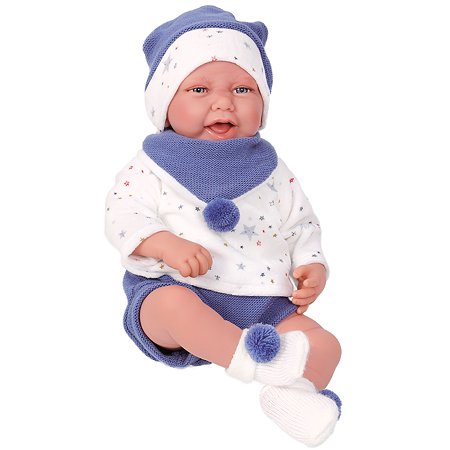 Кукла младенец Antonio Juan Пол в синем 40 см мягконабивная - фото 1