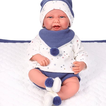 Кукла младенец Antonio Juan Пол в синем 40 см мягконабивная - фото 4