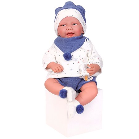 Кукла младенец Antonio Juan Пол в синем 40 см мягконабивная - фото 7