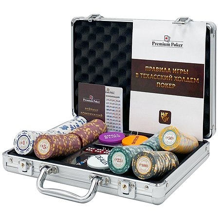 Покерный набор HitToy Casino Royal 200 фишек с номиналом в чемодане